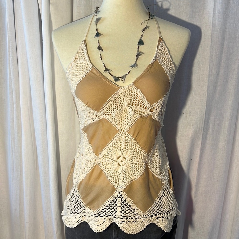 bohemian crocheted halter apron top-looks like Free Peeps